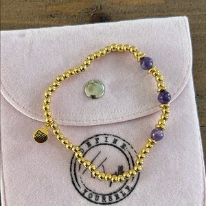 Gold and Purple Beaded Bracelet